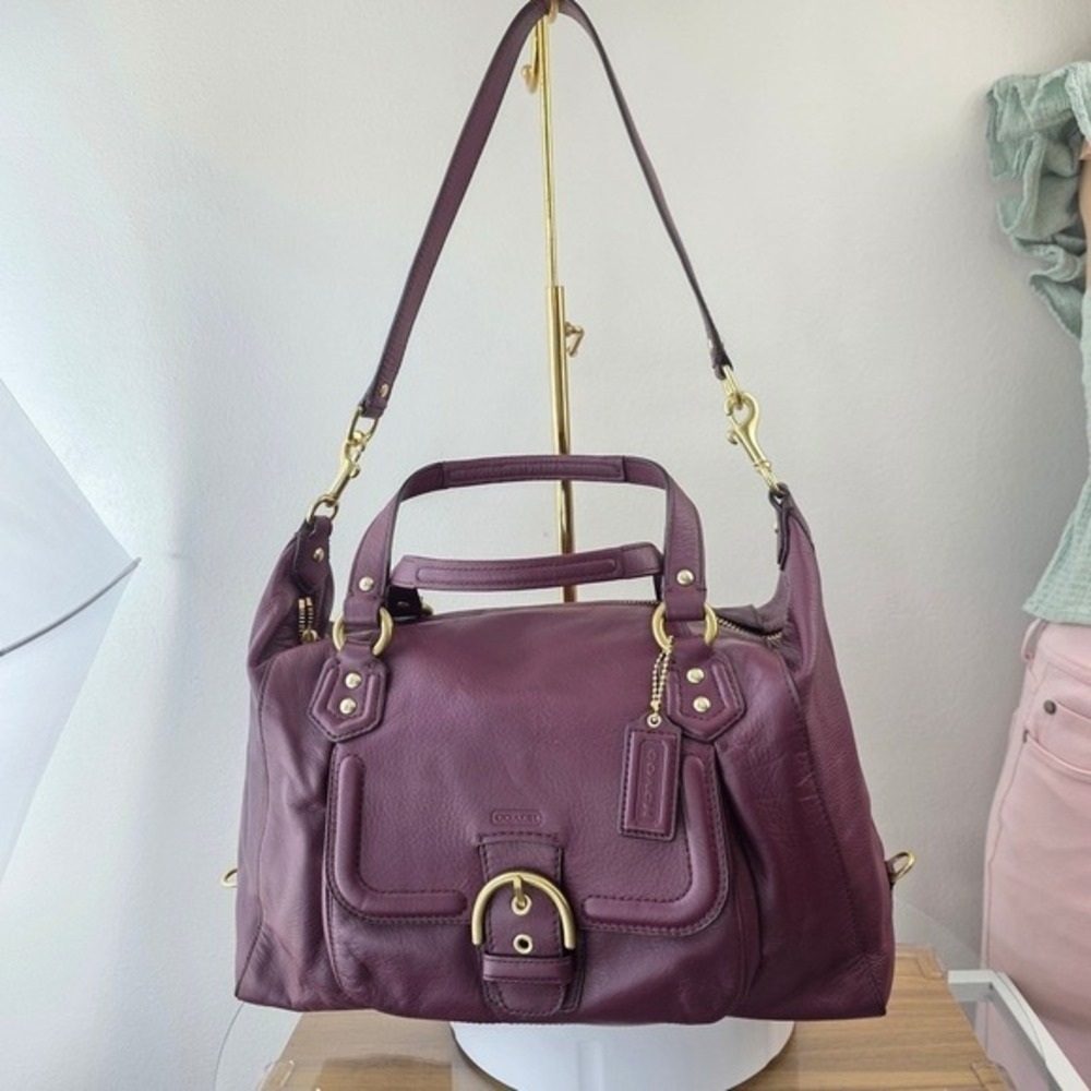 Coach Campbell Domed Satchel Plum Purple Leather‎ Handbag F25151 Gold Hardware - Picture 15 of 15